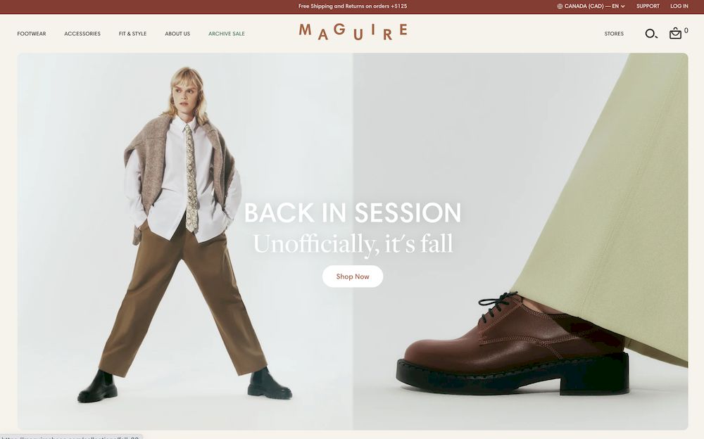 shopify store Maguire Shoes