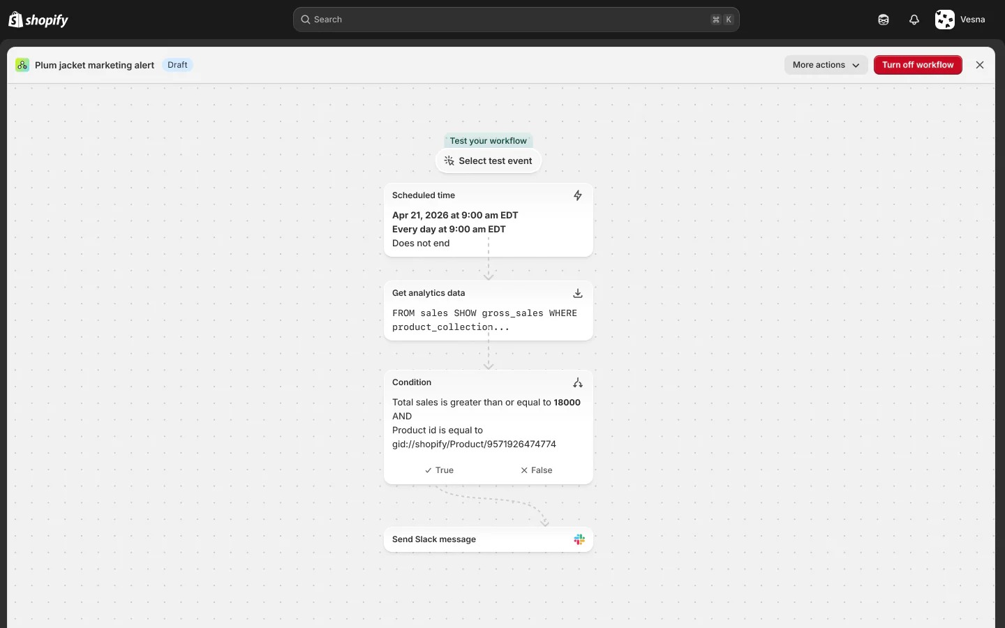 Shopify Flow 获取 Analytics 数据并触发自动化示例